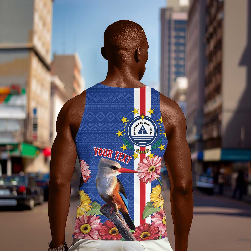 Personalised Cabo Verde Men Tank Top Grey-Headed Kingfisher Mix Gerbera Daisy