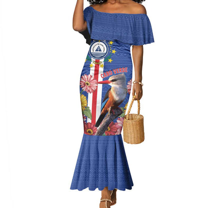 Personalised Cabo Verde Mermaid Dress Grey-Headed Kingfisher Mix Gerbera Daisy