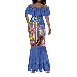 Personalised Cabo Verde Mermaid Dress Grey-Headed Kingfisher Mix Gerbera Daisy