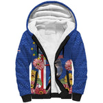 Personalised Cabo Verde Sherpa Hoodie Grey-Headed Kingfisher Mix Gerbera Daisy