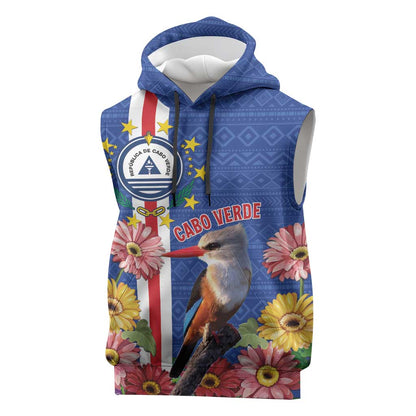 Personalised Cabo Verde Sleeveless Hoodie Grey-Headed Kingfisher Mix Gerbera Daisy - African Pride