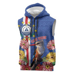 Personalised Cabo Verde Sleeveless Zip Hoodie Grey-Headed Kingfisher Mix Gerbera Daisy - African Pride