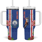 Personalised Cabo Verde Tumbler With Handle Grey-Headed Kingfisher Mix Gerbera Daisy