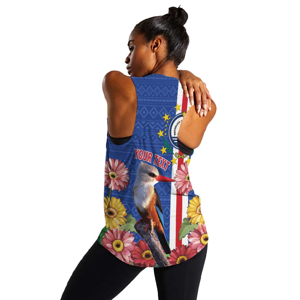 Personalised Cabo Verde Women Racerback Tank Grey-Headed Kingfisher Mix Gerbera Daisy