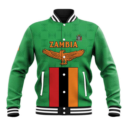 Personalised Afro Zambia Baseball Jacket Flag Style Mix Kente Pattern
