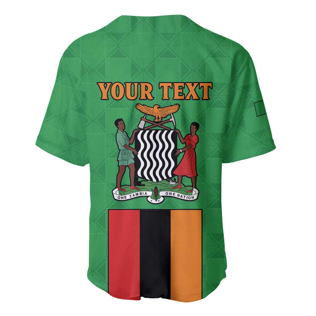Personalised Afro Zambia Baseball Jersey Flag Style Mix Kente Pattern