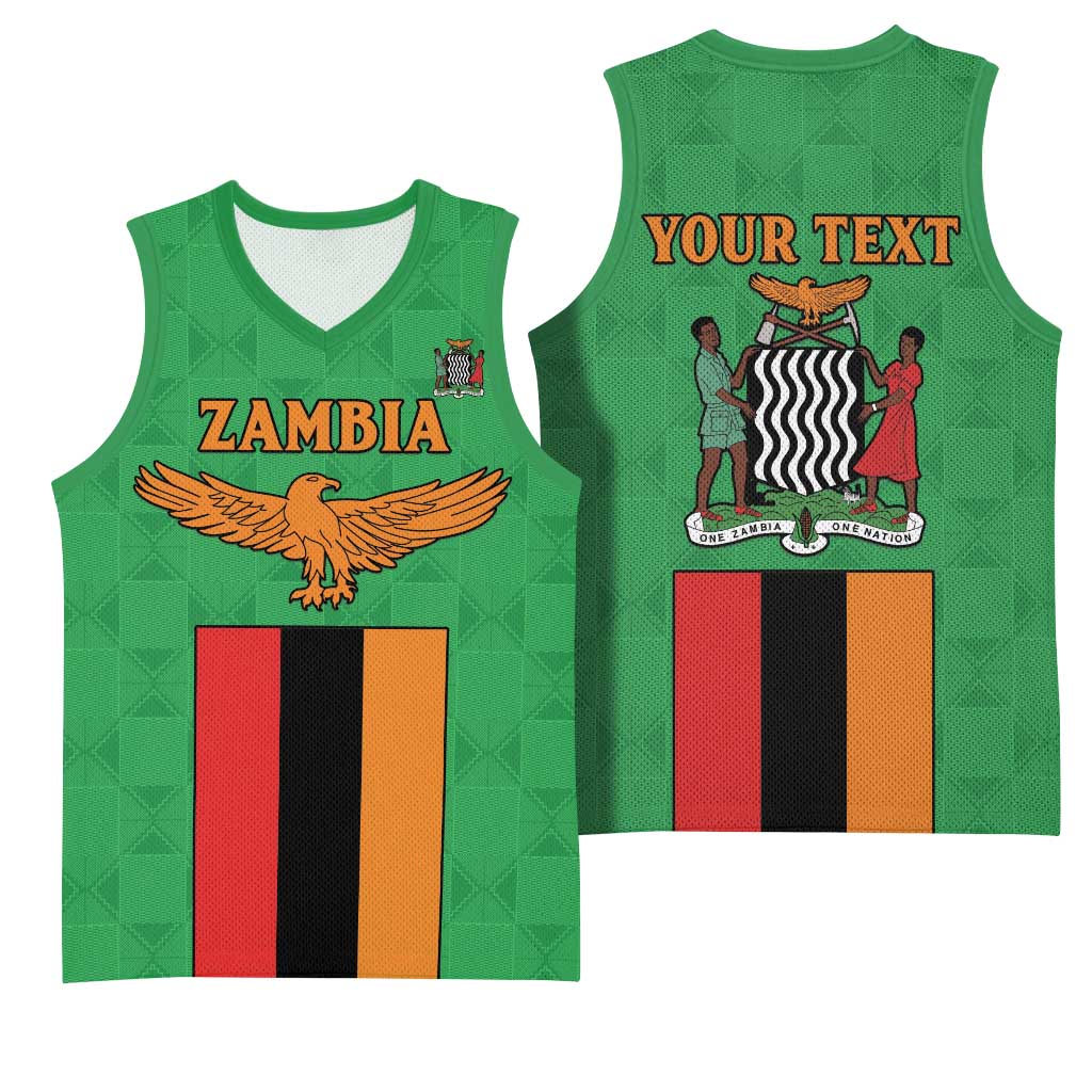 Personalised Afro Zambia Basketball Jersey Flag Style Mix Kente Pattern LT15