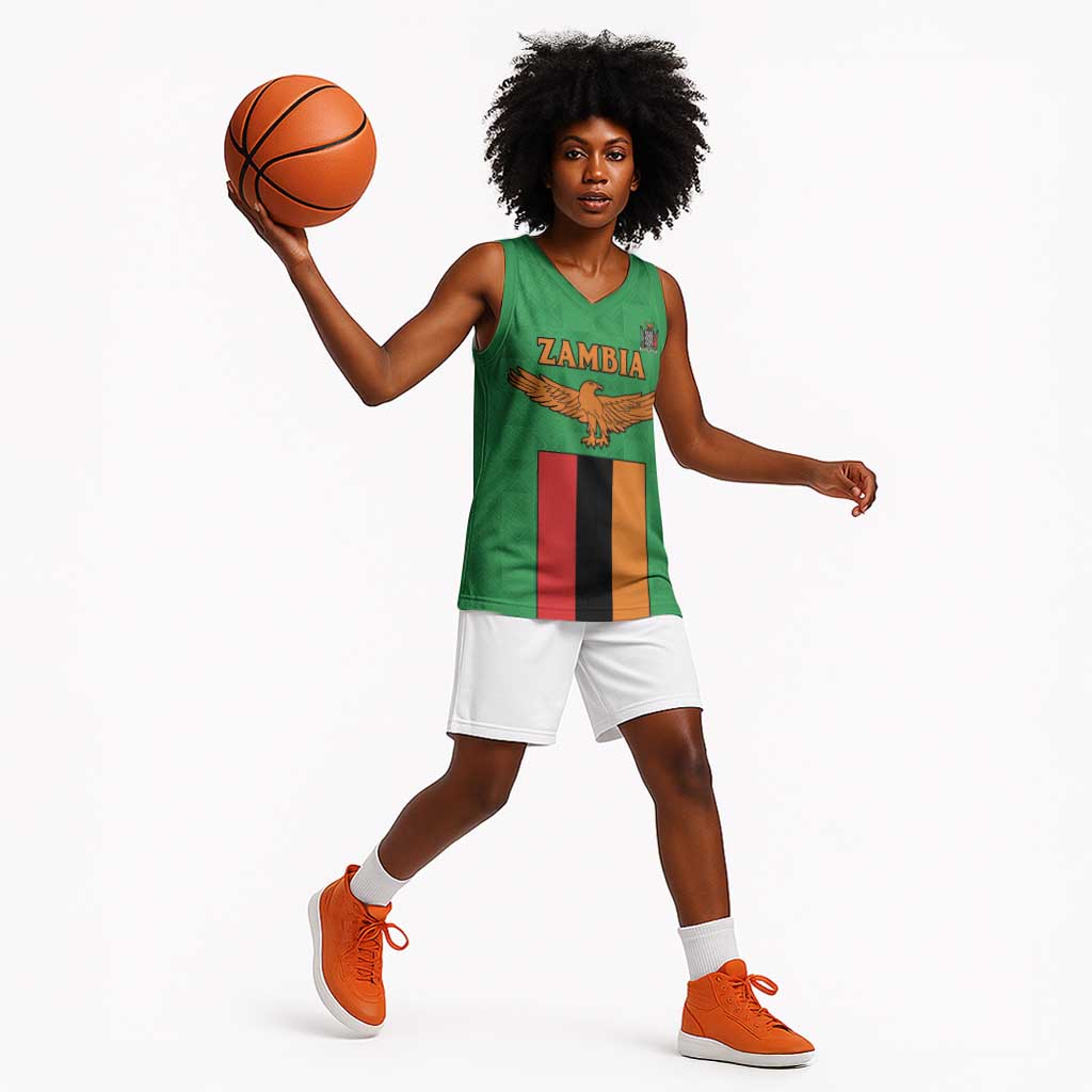 Personalised Afro Zambia Basketball Jersey Flag Style Mix Kente Pattern LT15