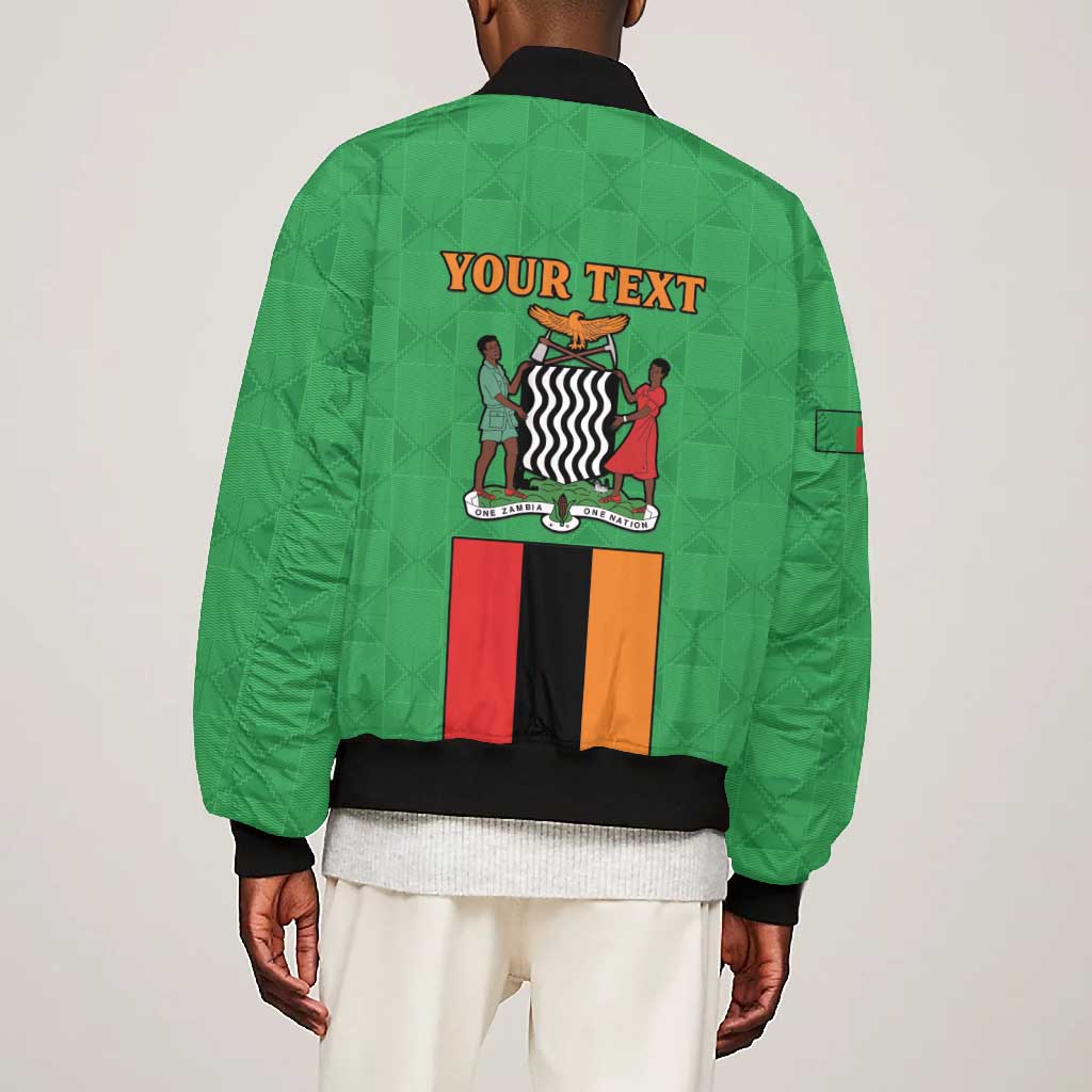 Personalised Afro Zambia Bomber Jacket Flag Style Mix Kente Pattern