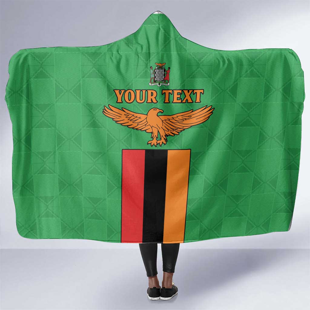 Personalised Afro Zambia Hooded Blanket Flag Style Mix Kente Pattern