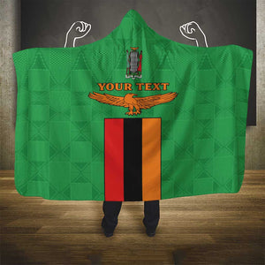 Personalised Afro Zambia Hooded Blanket Flag Style Mix Kente Pattern