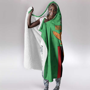 Personalised Afro Zambia Hooded Blanket Flag Style Mix Kente Pattern