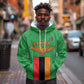 Personalised Afro Zambia Hoodie Flag Style Mix Kente Pattern