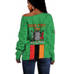 Personalised Afro Zambia Off Shoulder Sweater Flag Style Mix Kente Pattern