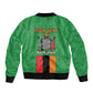 Personalised Afro Zambia Sleeve Zip Bomber Jacket Flag Style Mix Kente Pattern