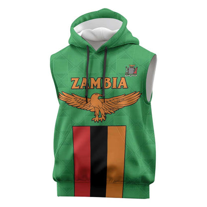 Personalised Afro Zambia Sleeveless Hoodie Flag Style Mix Kente Pattern - African Pride