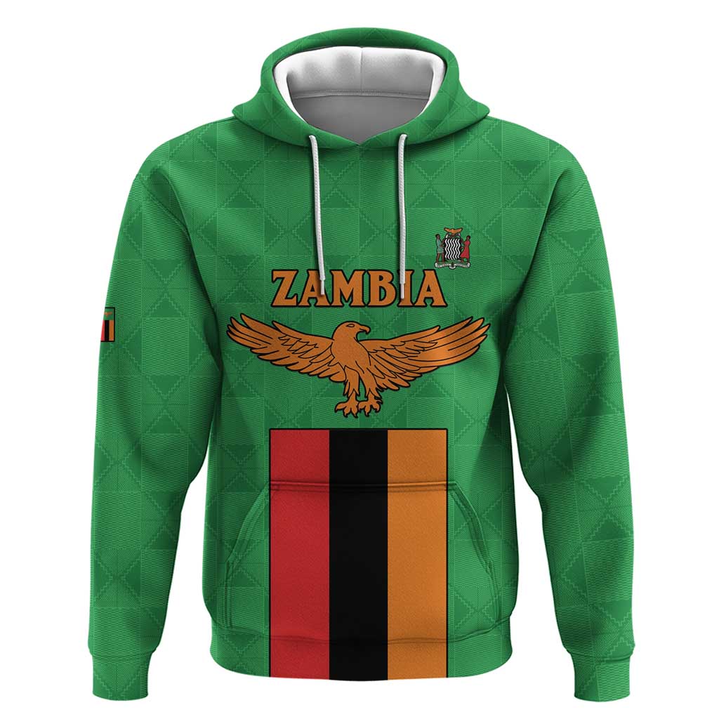 Personalised Afro Zambia Zip Hoodie Flag Style Mix Kente Pattern