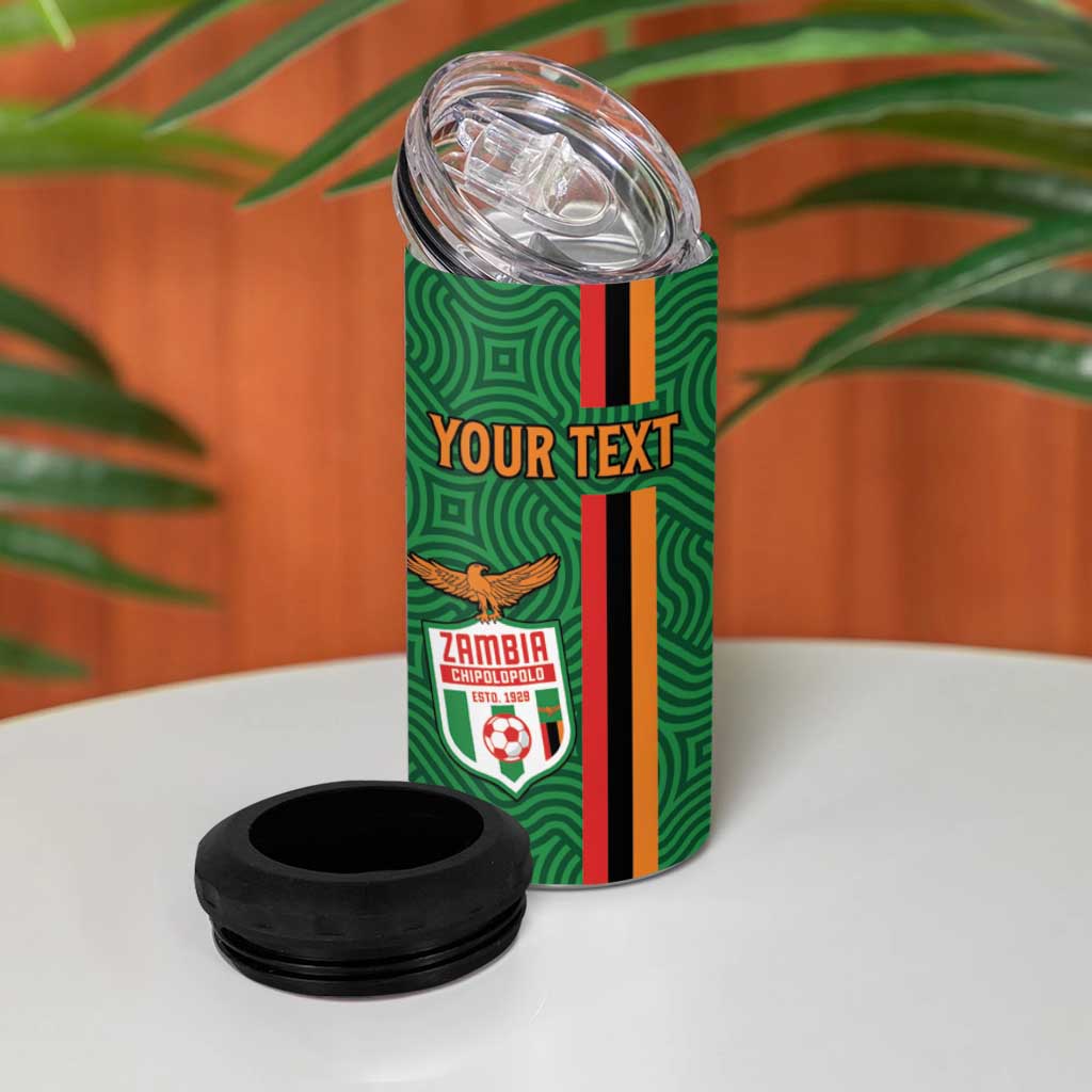 Custom Zambia Football 4 in 1 Can Cooler Tumbler Go Chipolopolo