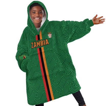 Custom Zambia Football Kid Wearable Blanket Hoodie Go Chipolopolo