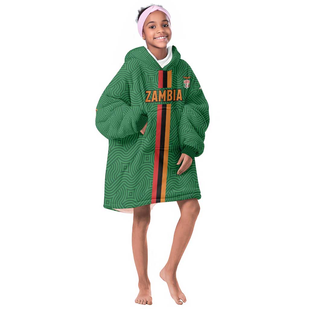 Custom Zambia Football Kid Wearable Blanket Hoodie Go Chipolopolo