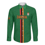 Custom Zambia Football Long Sleeve Button Shirt Go Chipolopolo