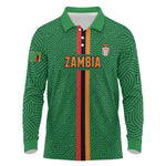 Custom Zambia Football Long Sleeve Polo Shirt Go Chipolopolo