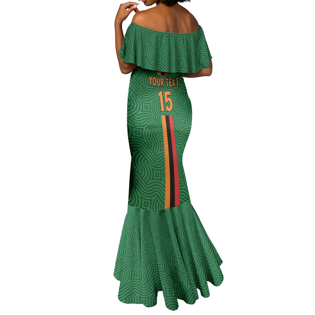 Custom Zambia Football Mermaid Dress Go Chipolopolo