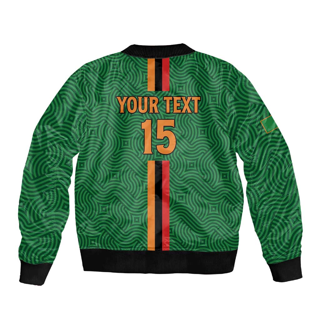 Custom Zambia Football Sleeve Zip Bomber Jacket Go Chipolopolo