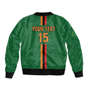 Custom Zambia Football Sleeve Zip Bomber Jacket Go Chipolopolo