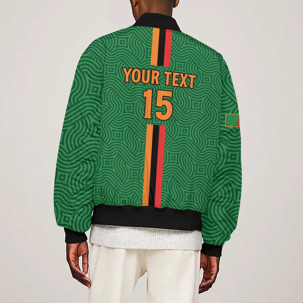 Custom Zambia Football Sleeve Zip Bomber Jacket Go Chipolopolo