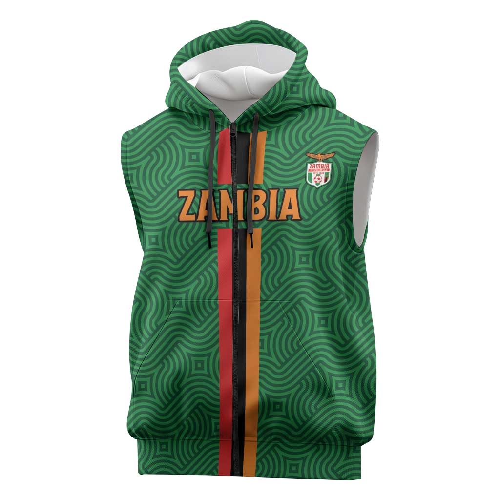 Custom Zambia Football Sleeveless Zip Hoodie Go Chipolopolo - African Pride