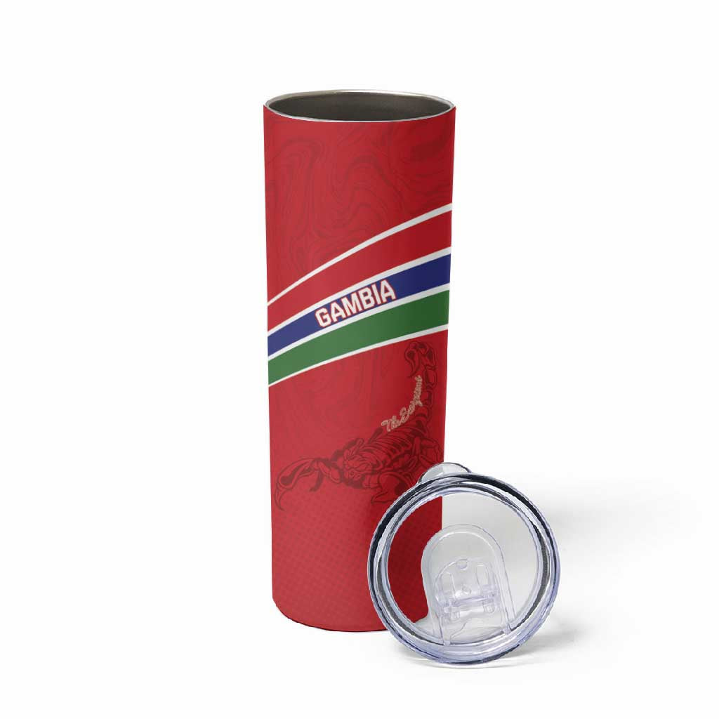 Custom Gambia Football Skinny Tumbler Scorpions Never Die
