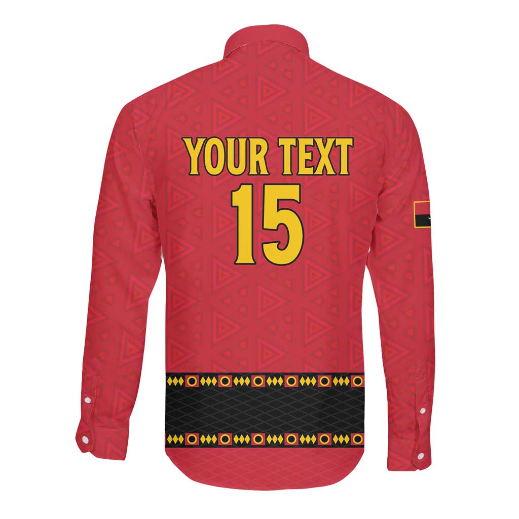 Custom Angola Football Long Sleeve Button Shirt Viva Palancas Negras