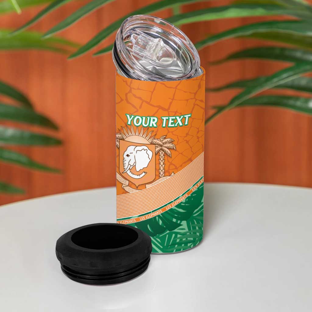 Ivory Coast Rugby Custom 4 in 1 Can Cooler Tumbler Allez Les Elephants