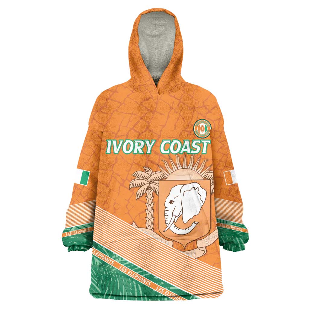 Ivory Coast Rugby Custom Kid Wearable Blanket Hoodie Allez Les Elephants