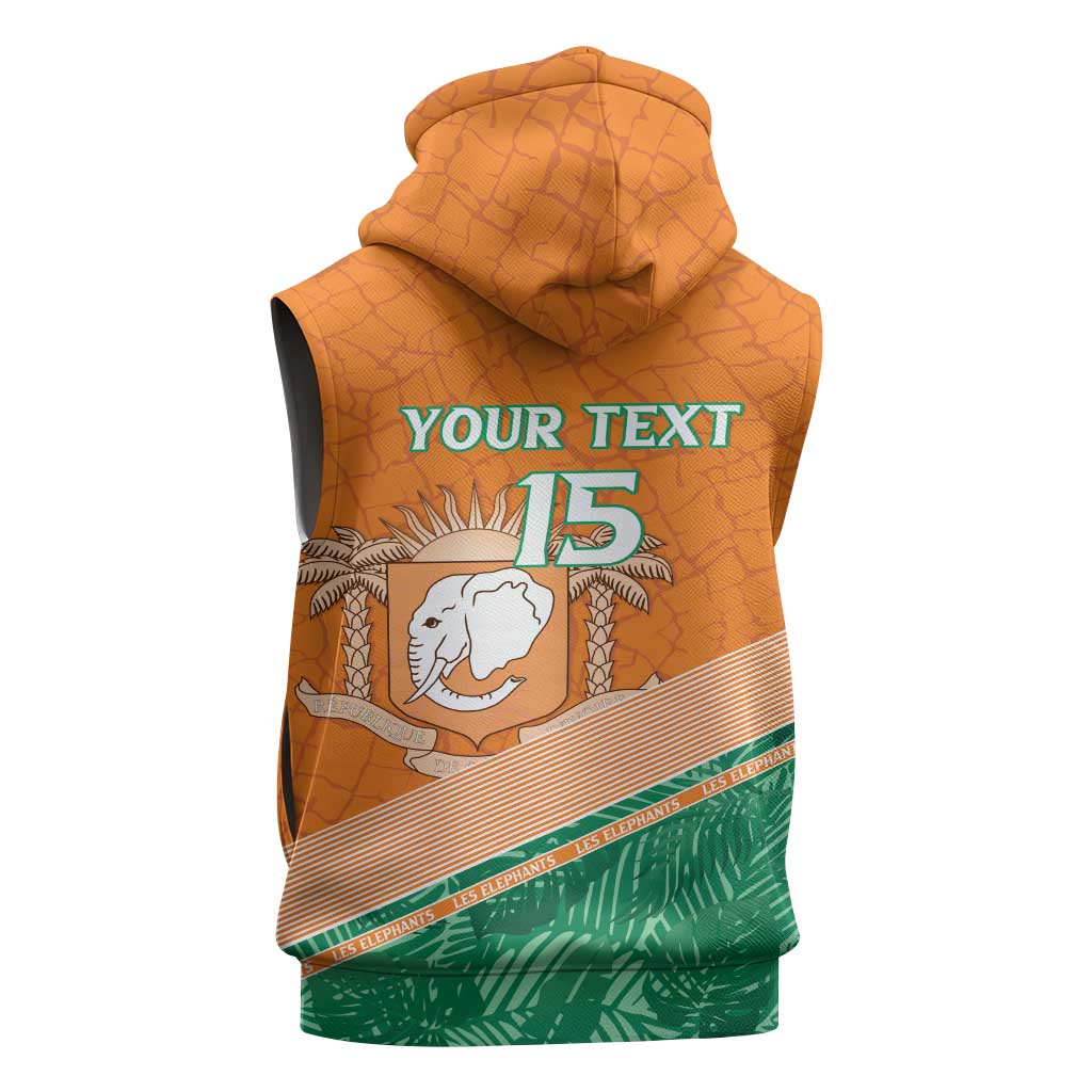 Ivory Coast Rugby Custom Sleeveless Hoodie Allez Les Elephants - African Pride