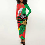 Burkina Faso I Stand With Traore Long Sleeve Bodycon Dress LT15