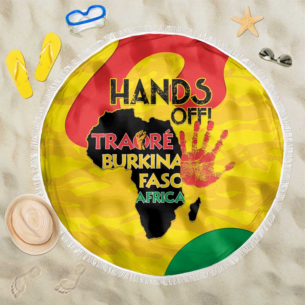 Hands Off Traore Burkina Faso Africa Beach Blanket Military Pattern