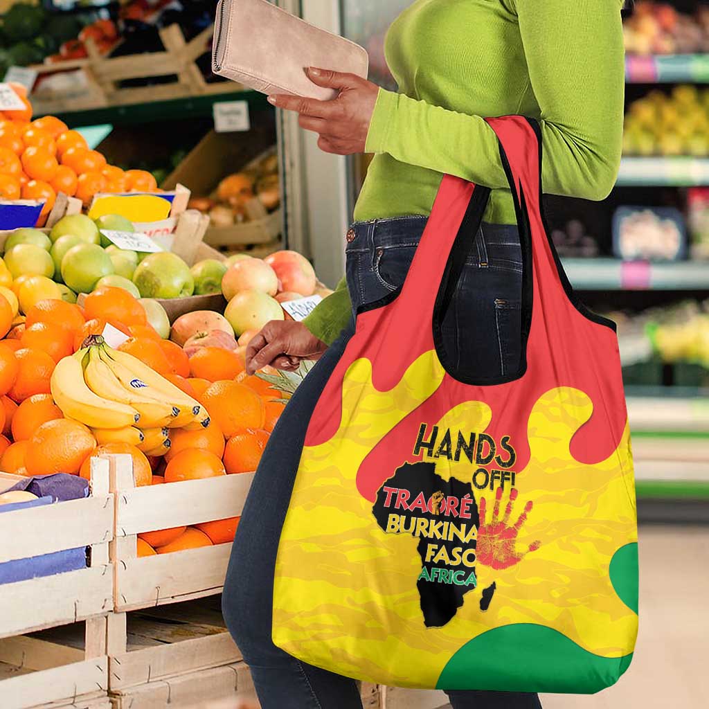 Hands Off Traore Burkina Faso Africa Grocery Bag Military Pattern