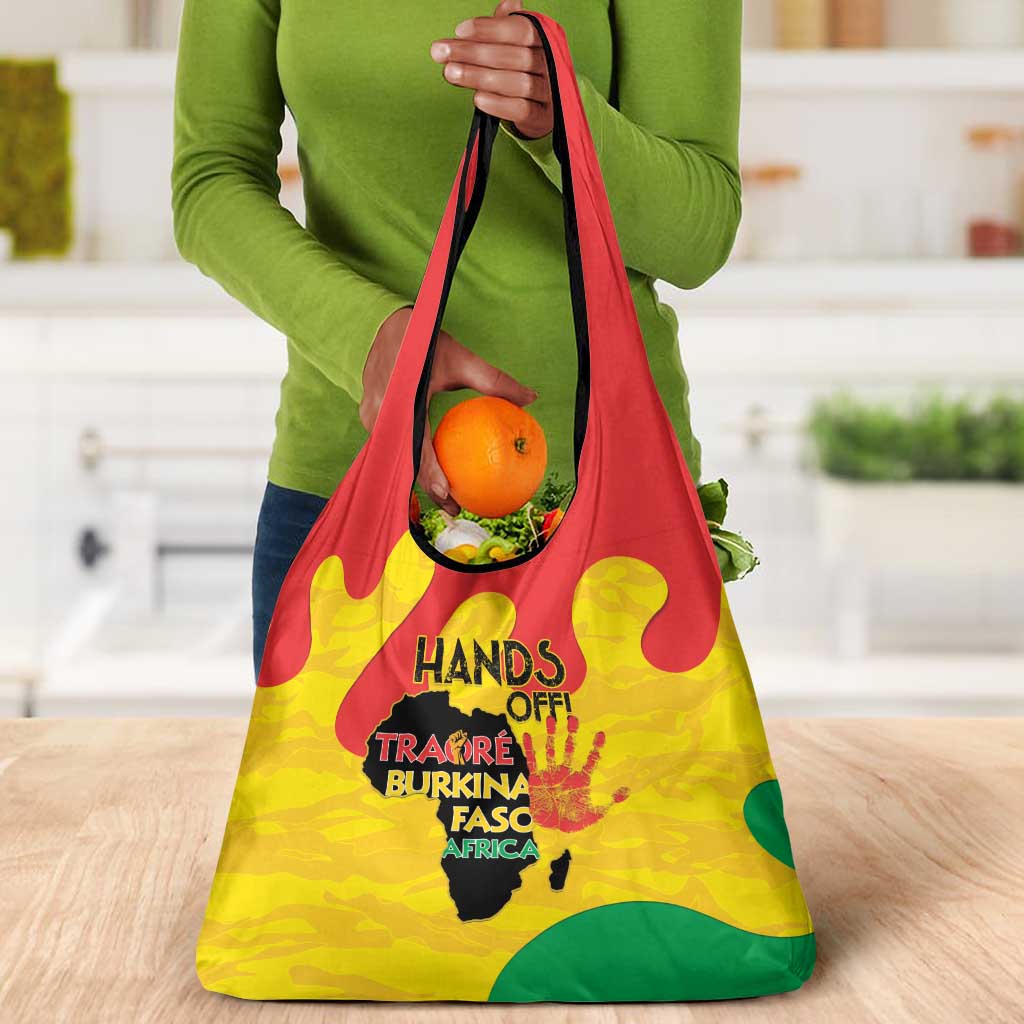 Hands Off Traore Burkina Faso Africa Grocery Bag Military Pattern