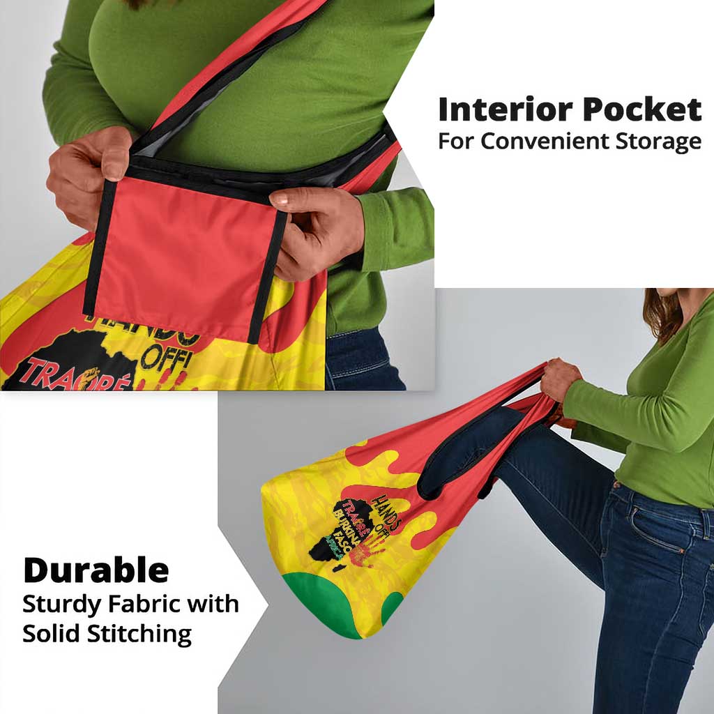 Hands Off Traore Burkina Faso Africa Grocery Bag Military Pattern