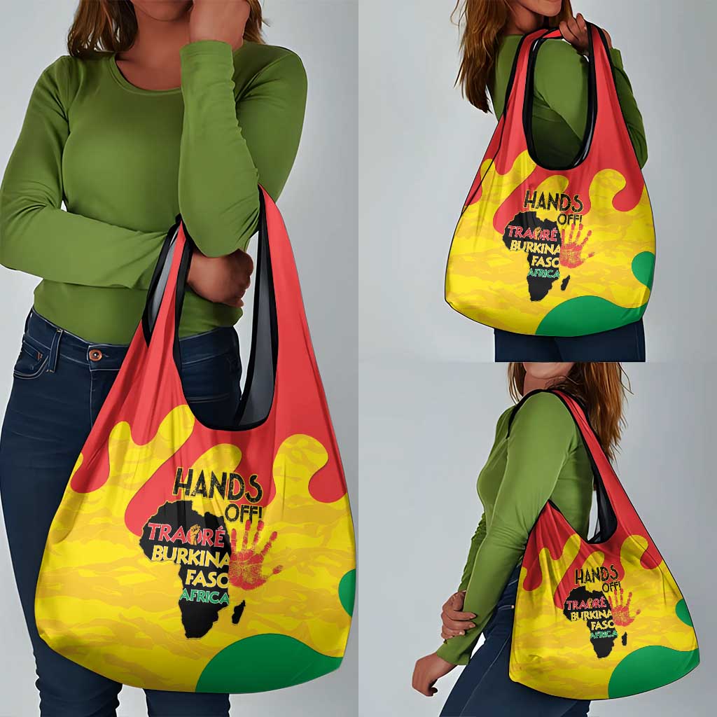 Hands Off Traore Burkina Faso Africa Grocery Bag Military Pattern