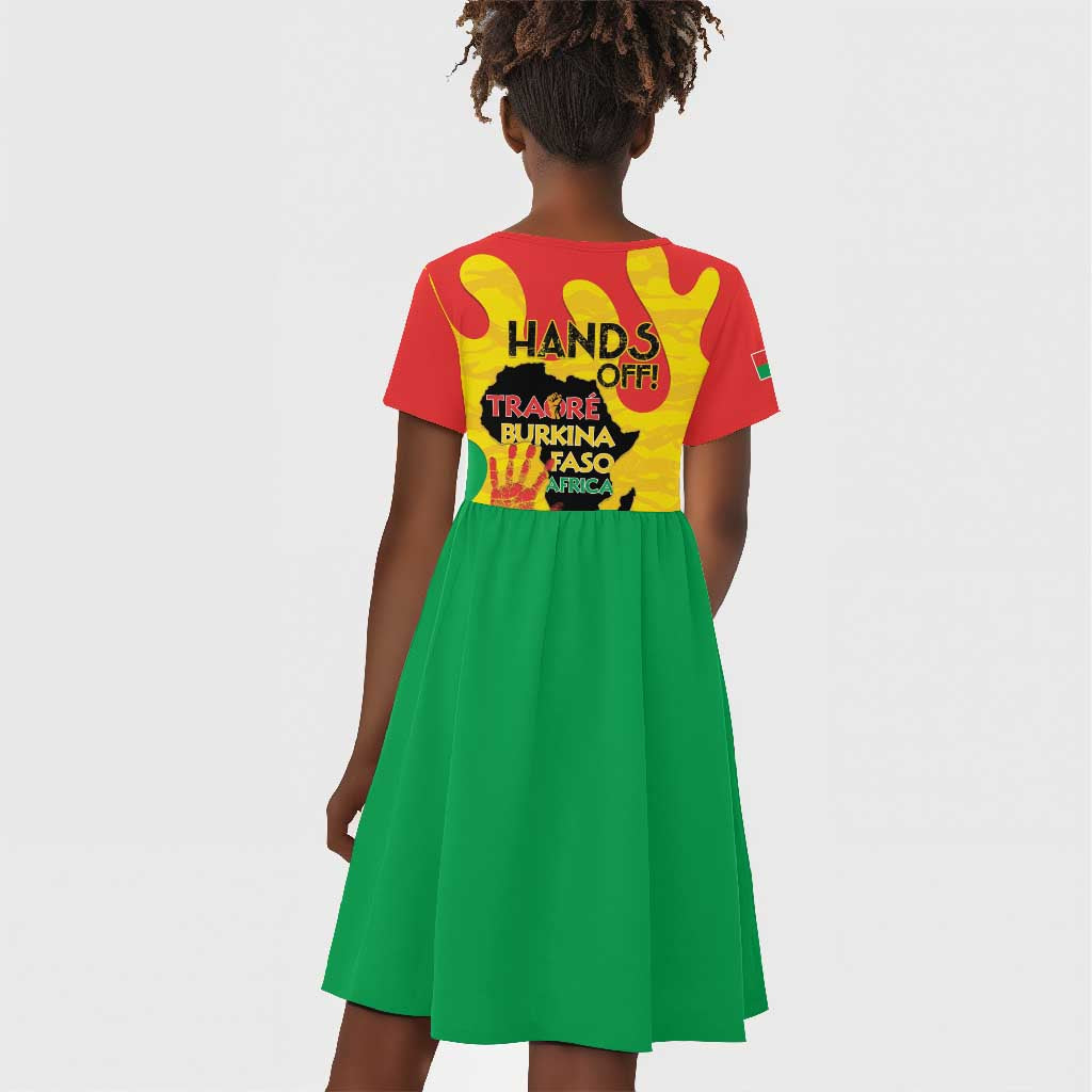 Hands Off Traore Burkina Faso Africa Kid Short Sleeve Dress Military Pattern