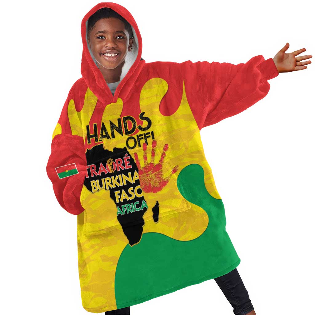 Hands Off Traore Burkina Faso Africa Kid Wearable Blanket Hoodie Military Pattern
