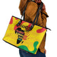 Hands Off Traore Burkina Faso Africa Leather Tote Bag Military Pattern
