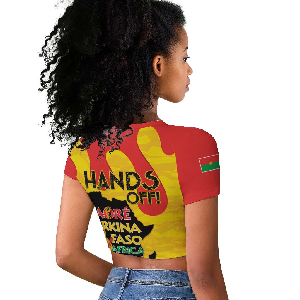 Hands Off Traore Burkina Faso Africa Raglan Cropped T shirt Military Pattern