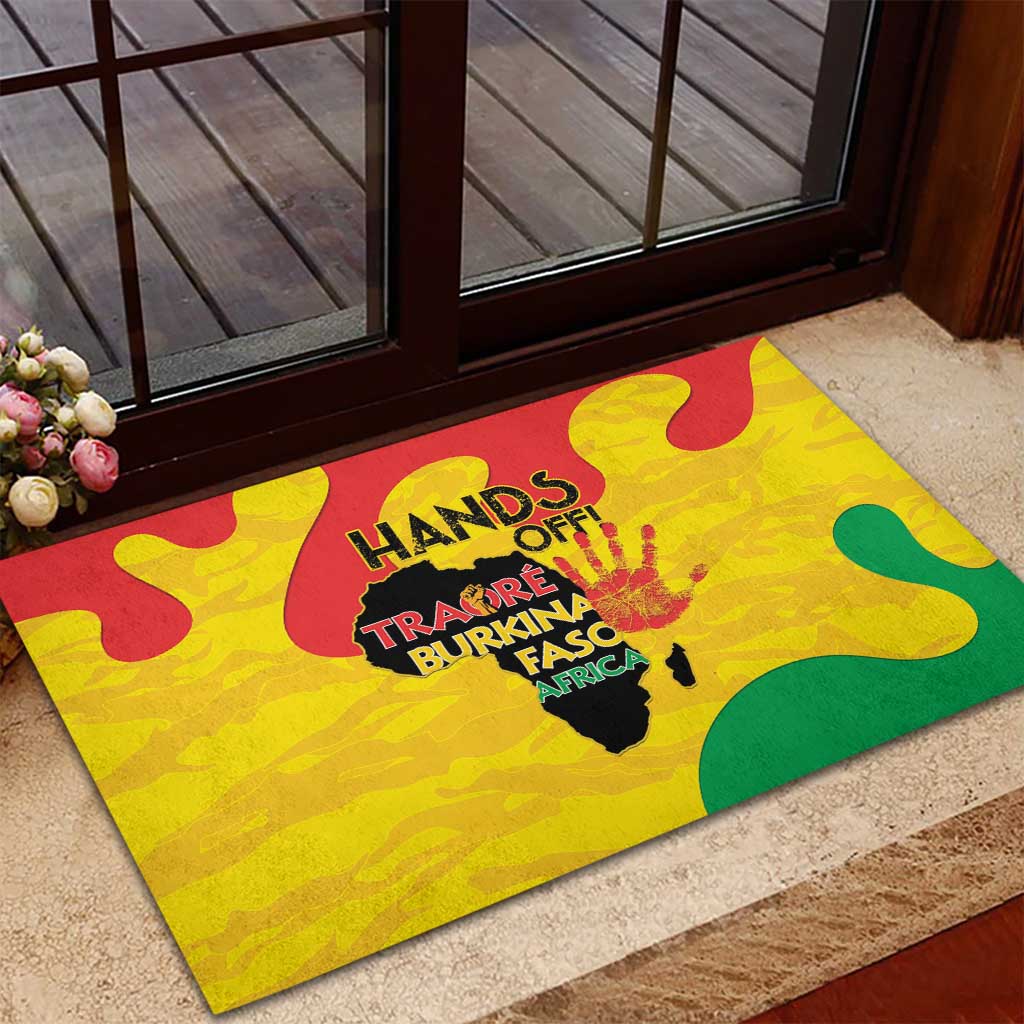 Hands Off Traore Burkina Faso Africa Rubber Doormat Military Pattern