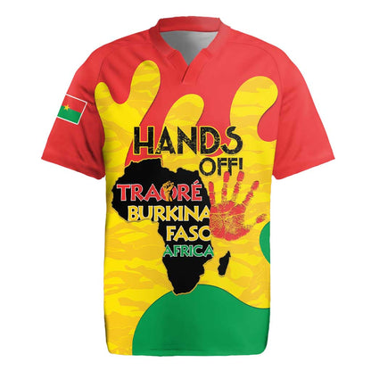 Hands Off Traore Burkina Faso Africa Rugby Jersey Military Pattern