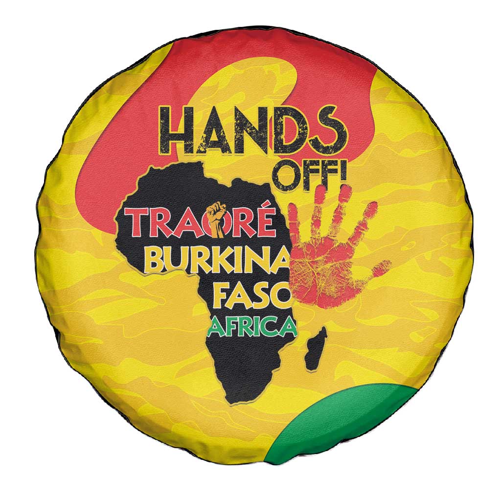 Hands Off Traore Burkina Faso Africa Spare Tire Cover Military Pattern