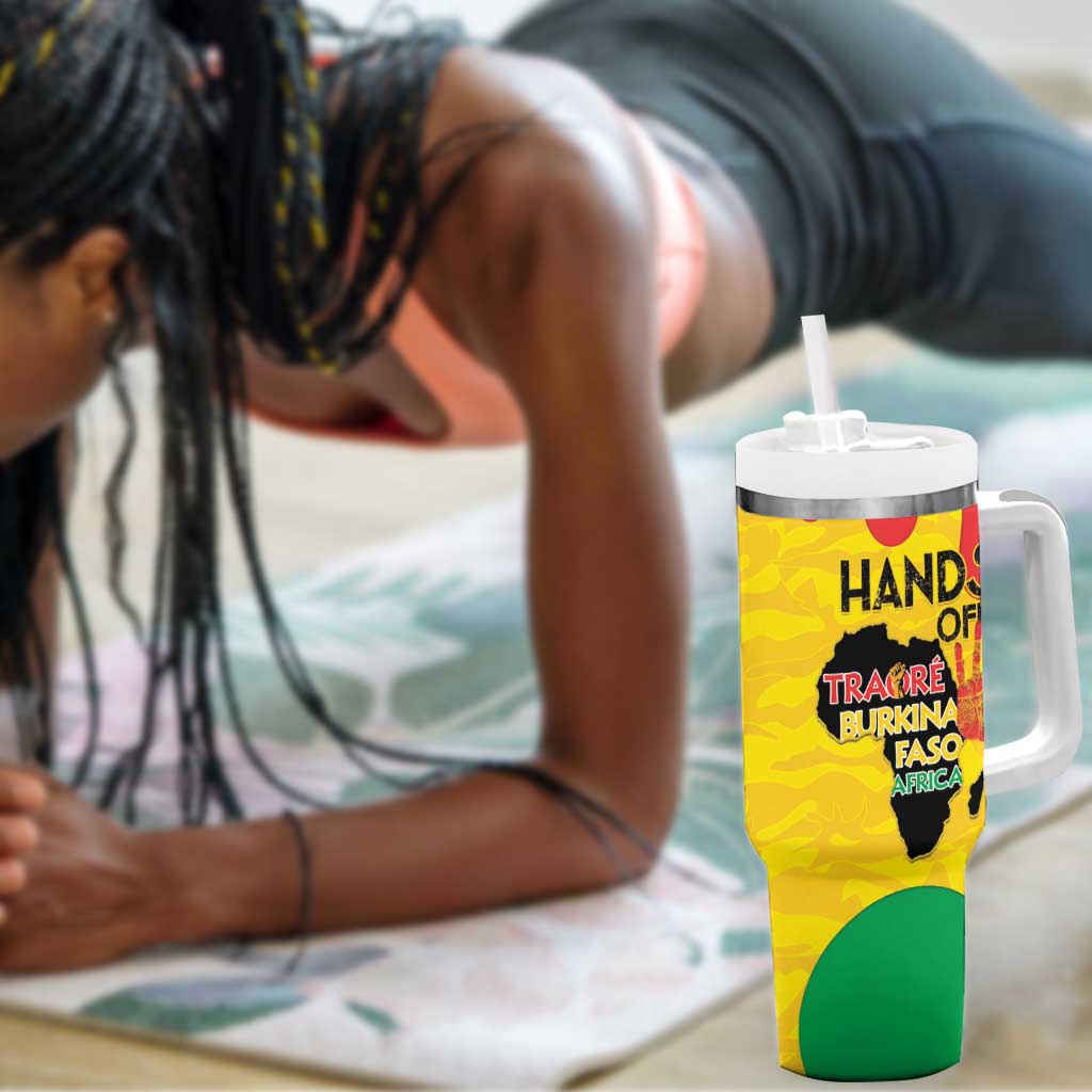 Hands Off Traore Burkina Faso Africa Tumbler With Handle Military Pattern